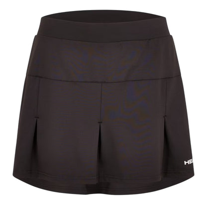 Black - Back - Head Womens-Ladies Club Pleated Long Tennis Skort