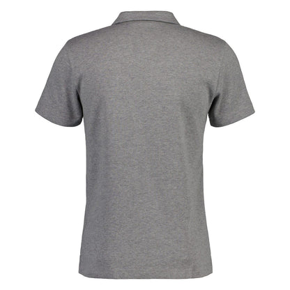 Grey - Back - Gant Mens Textured Waffle Pique Polo Shirt