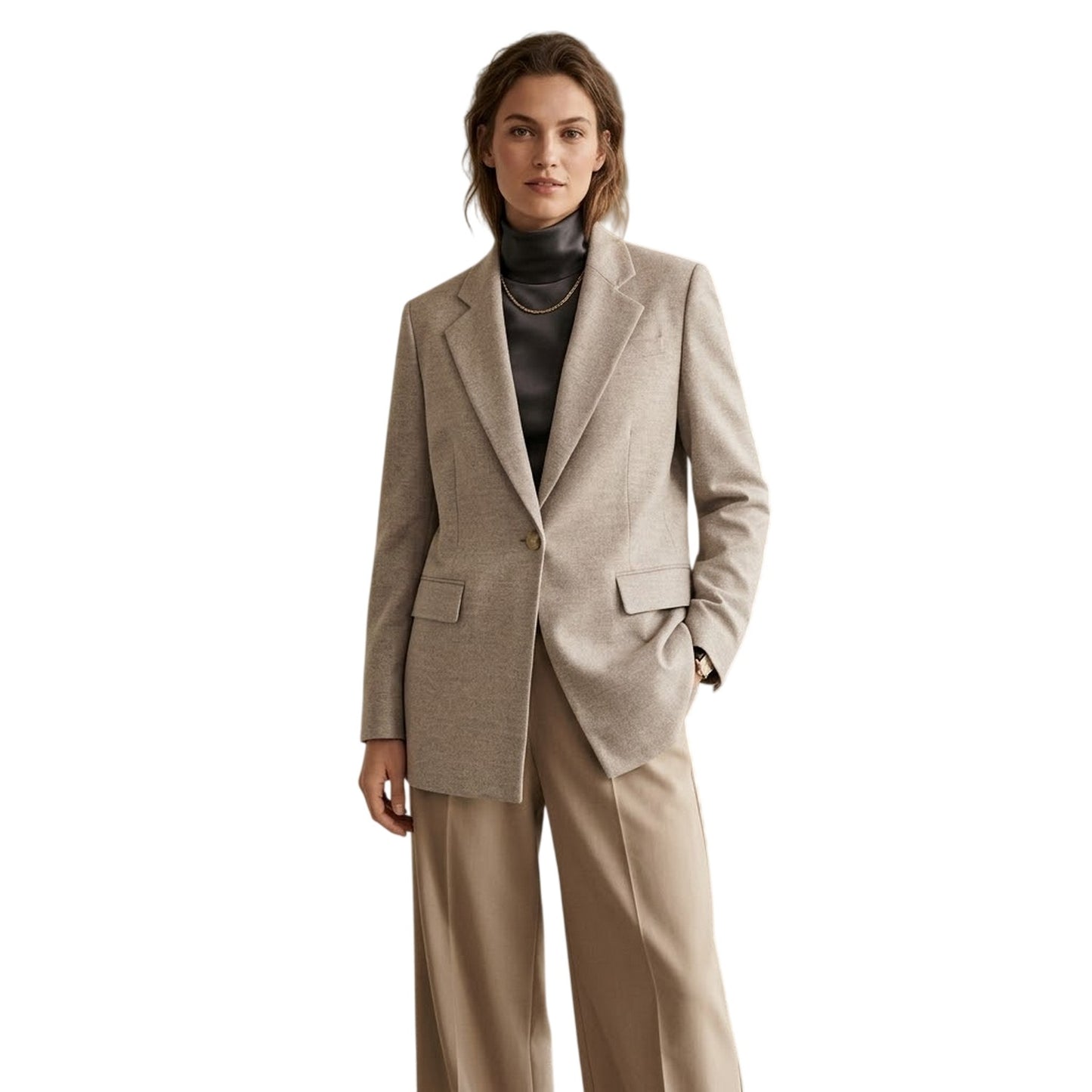 Grey - Side - Boss Womens-Ladies Janka Flap Pocket Blazer