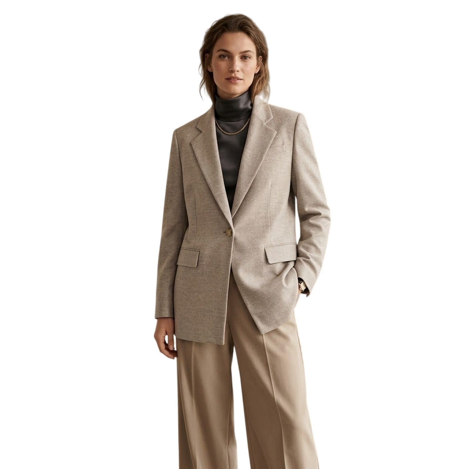 Grey - Side - Boss Womens-Ladies Janka Flap Pocket Blazer