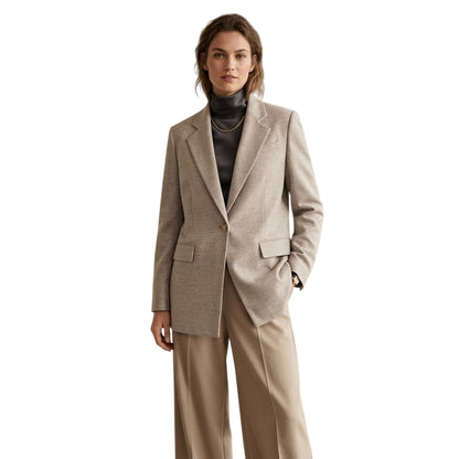 Grey - Side - Boss Womens-Ladies Janka Flap Pocket Blazer