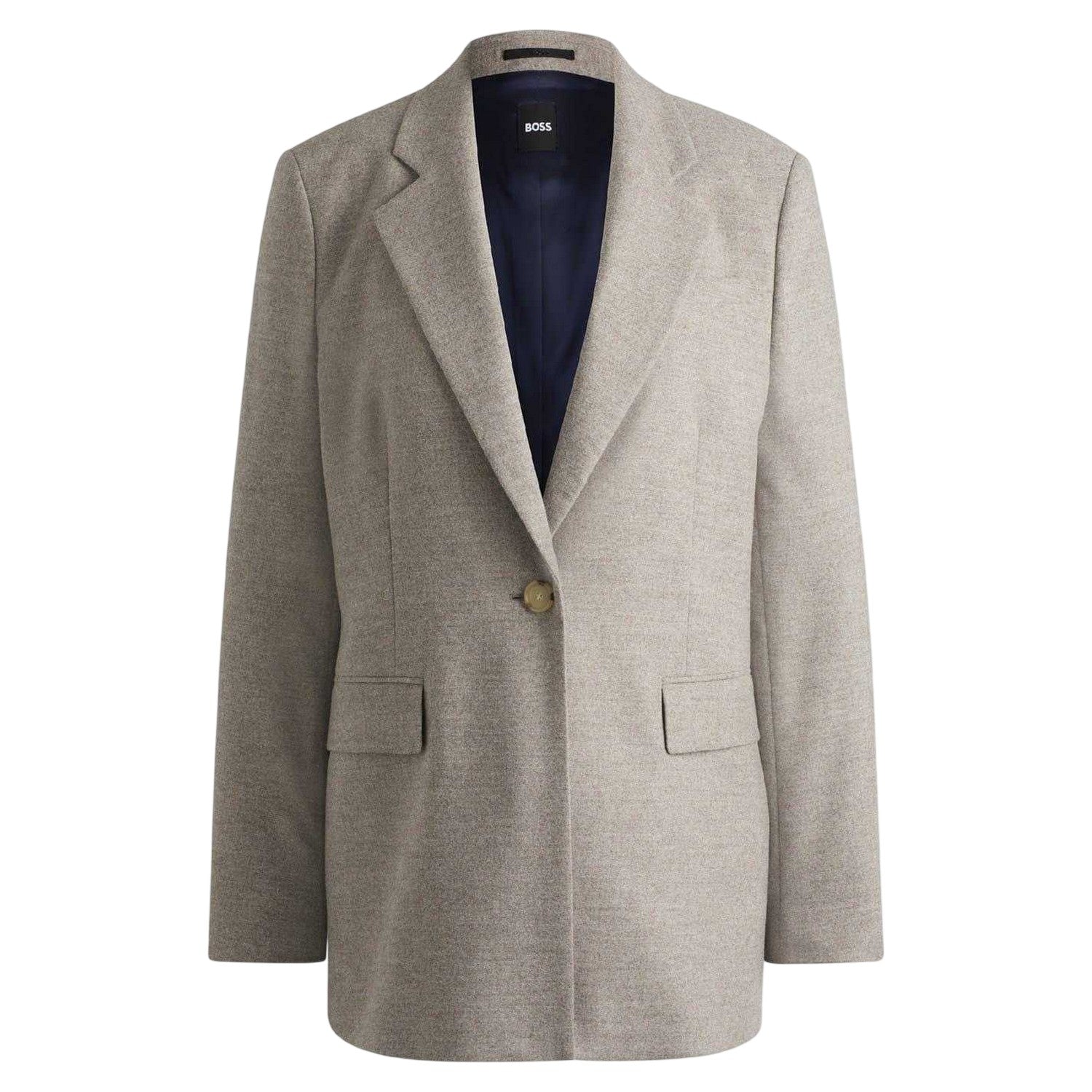 Grey - Front - Boss Womens-Ladies Janka Flap Pocket Blazer