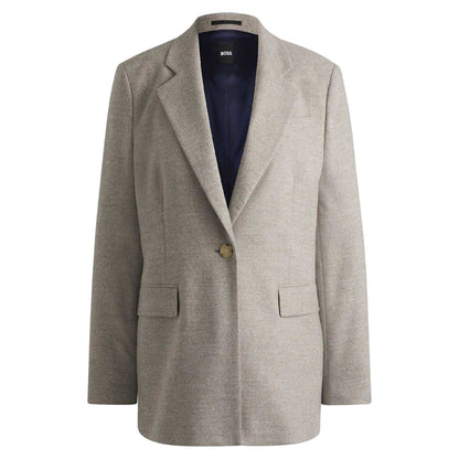 Grey - Front - Boss Womens-Ladies Janka Flap Pocket Blazer