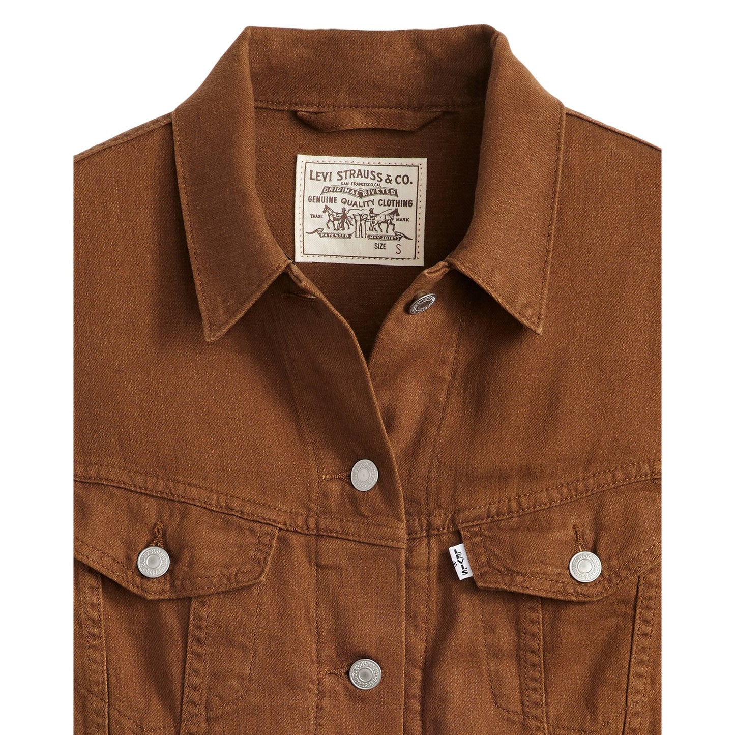 Brown - Side - Levis Womens-Ladies Shrunken 90s Denim Vest Top
