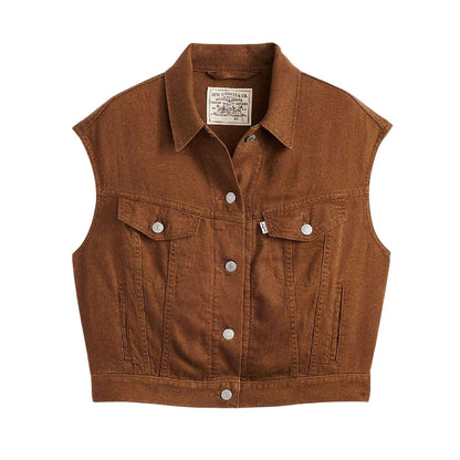Brown - Front - Levis Womens-Ladies Shrunken 90s Denim Vest Top
