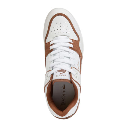 White-Brown - Side - Lacoste Mens Court Cage Leather Trainers