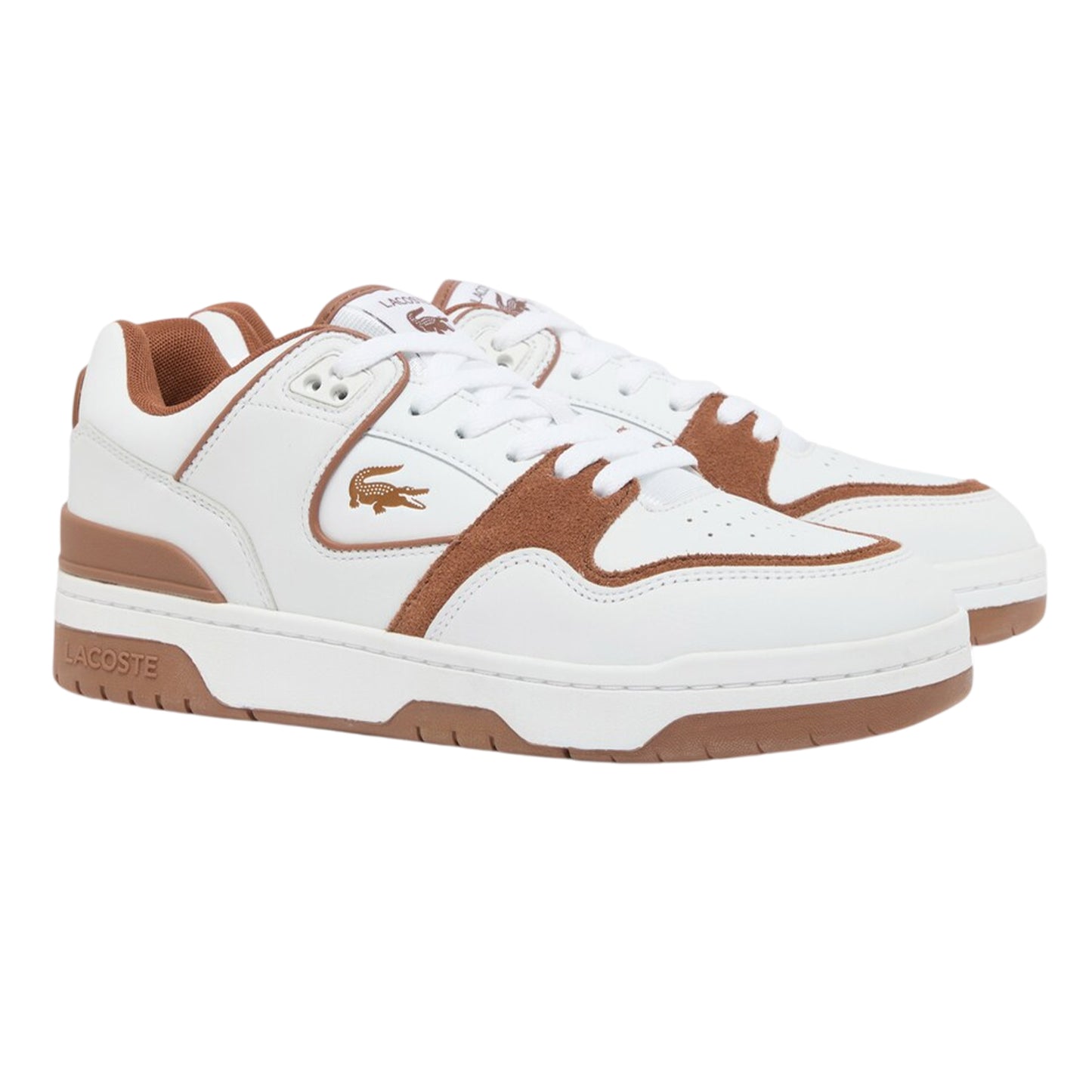 White-Brown - Lifestyle - Lacoste Mens Court Cage Leather Trainers