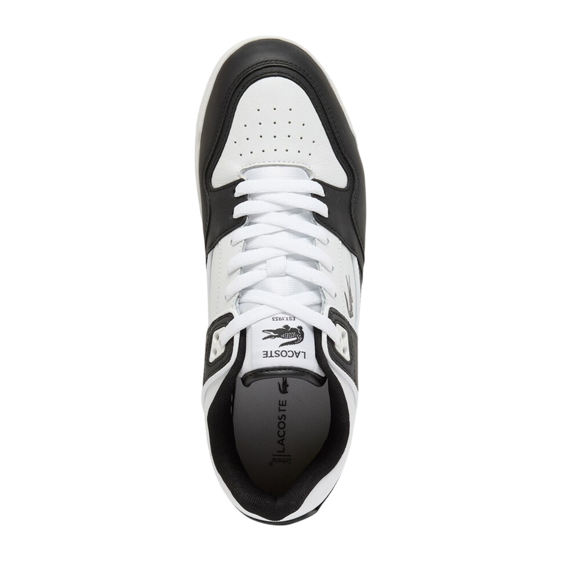 Black-White - Side - Lacoste Mens Court Cage Leather Trainers