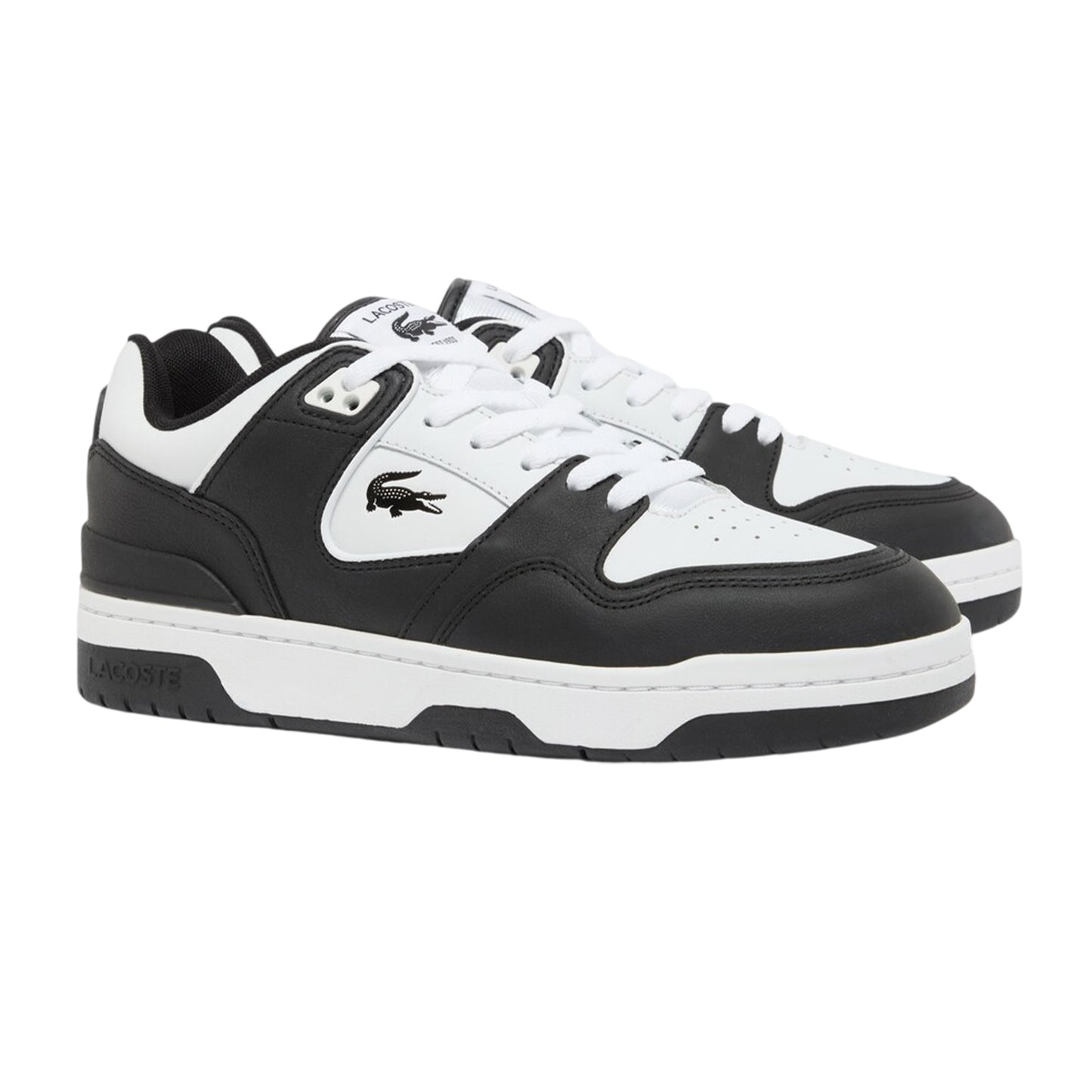 Black-White - Pack Shot - Lacoste Mens Court Cage Leather Trainers