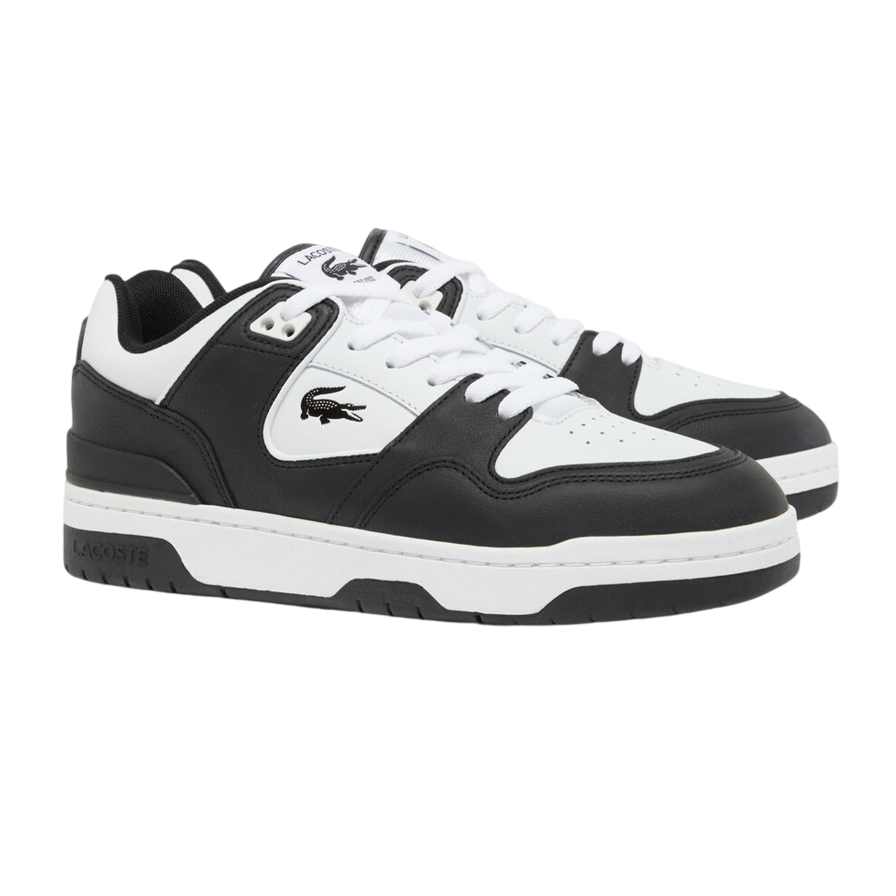 Black-White - Pack Shot - Lacoste Mens Court Cage Leather Trainers