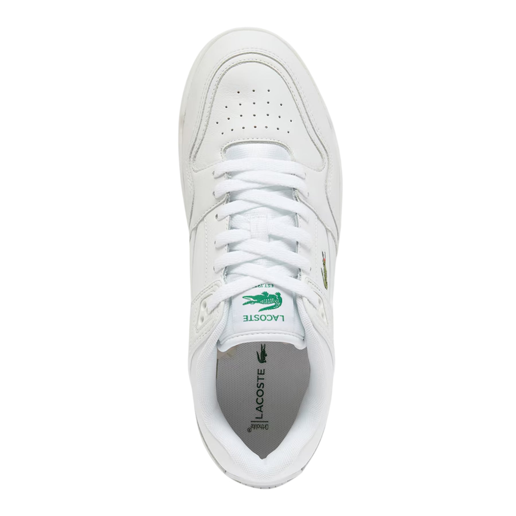 White - Side - Lacoste Mens Court Cage Leather Trainers