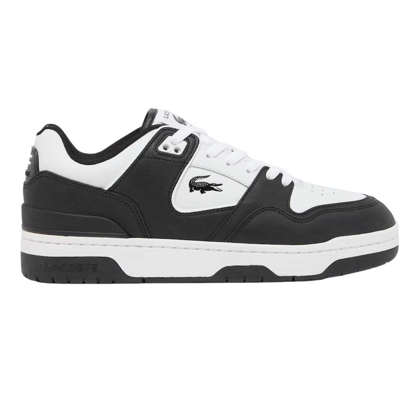 Black-White - Front - Lacoste Mens Court Cage Leather Trainers