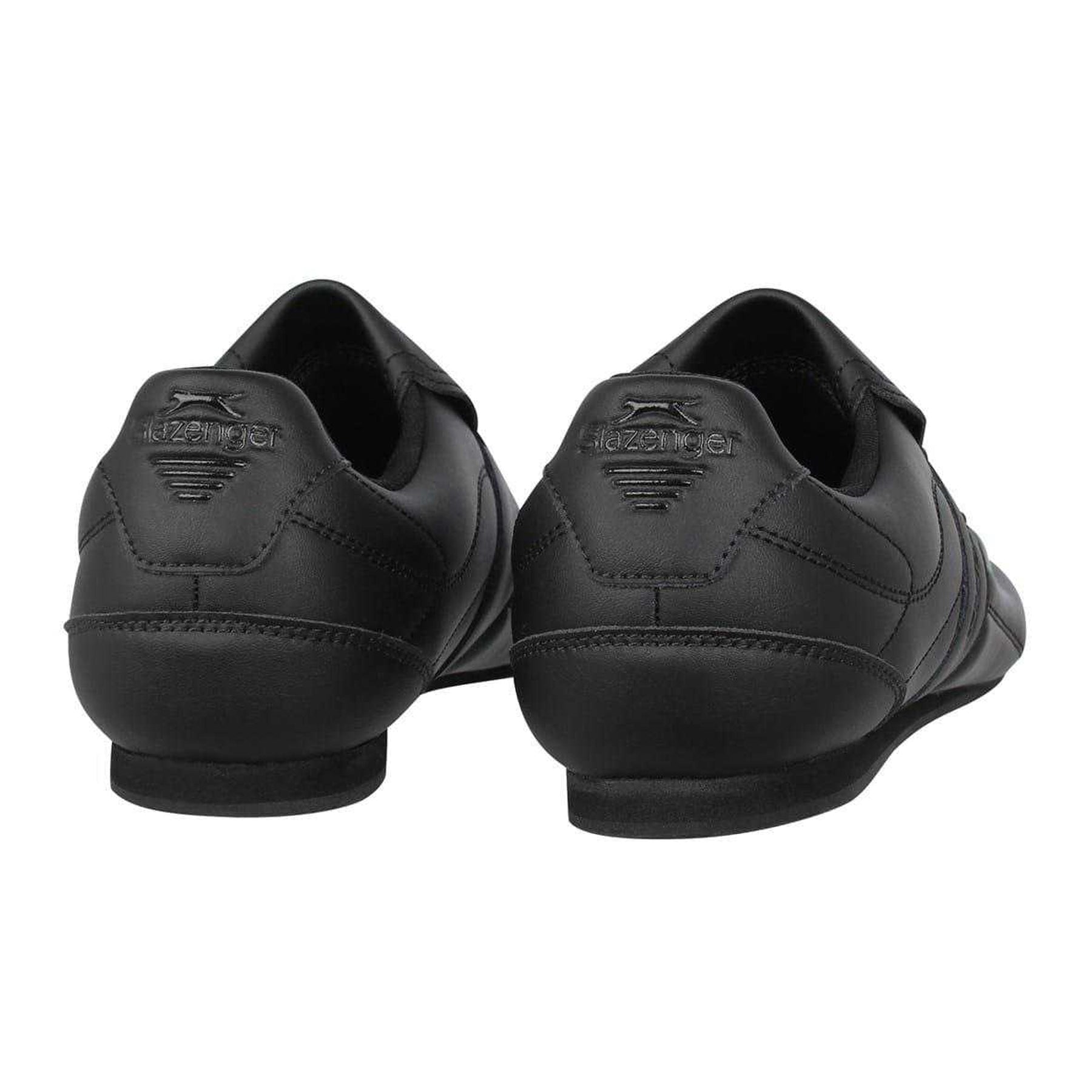 Black-Charcoal - Back - Slazenger Mens Warrior Leather Slip-on Trainers