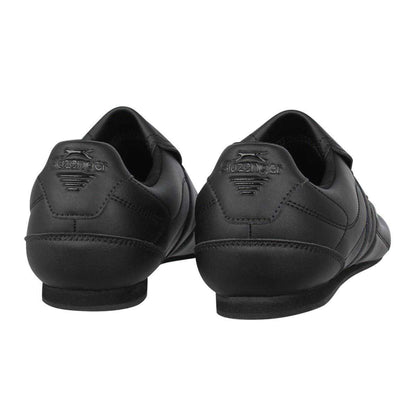 Black-Charcoal - Back - Slazenger Mens Warrior Leather Slip-on Trainers