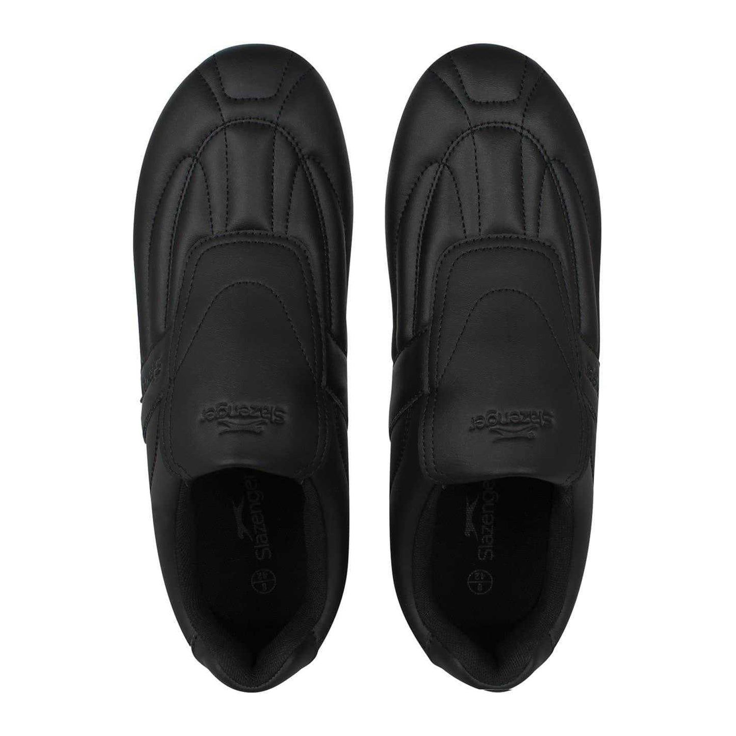 Black-Charcoal - Lifestyle - Slazenger Mens Warrior Leather Slip-on Trainers