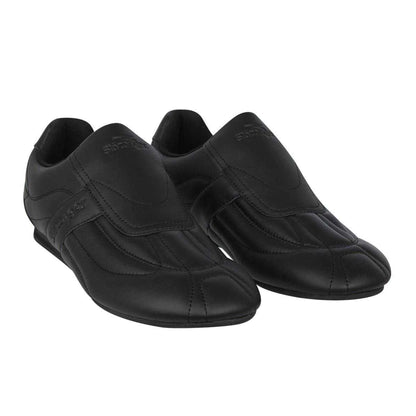 Black-Charcoal - Pack Shot - Slazenger Mens Warrior Leather Slip-on Trainers