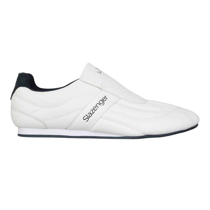 White-Navy - Front - Slazenger Mens Warrior Leather Slip-on Trainers