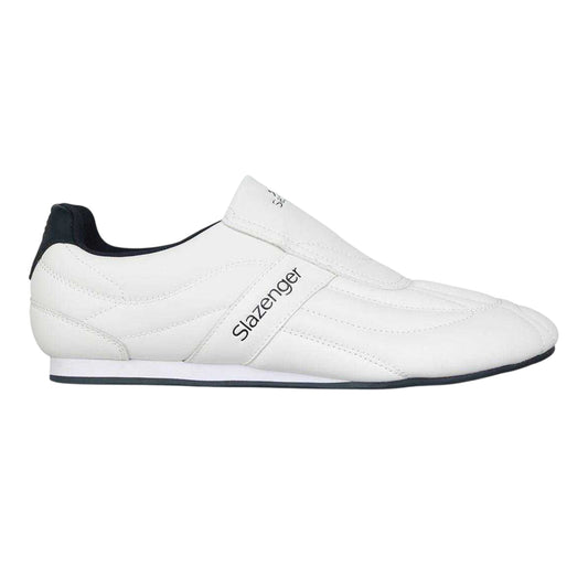 White-Navy - Front - Slazenger Mens Warrior Leather Slip-on Trainers