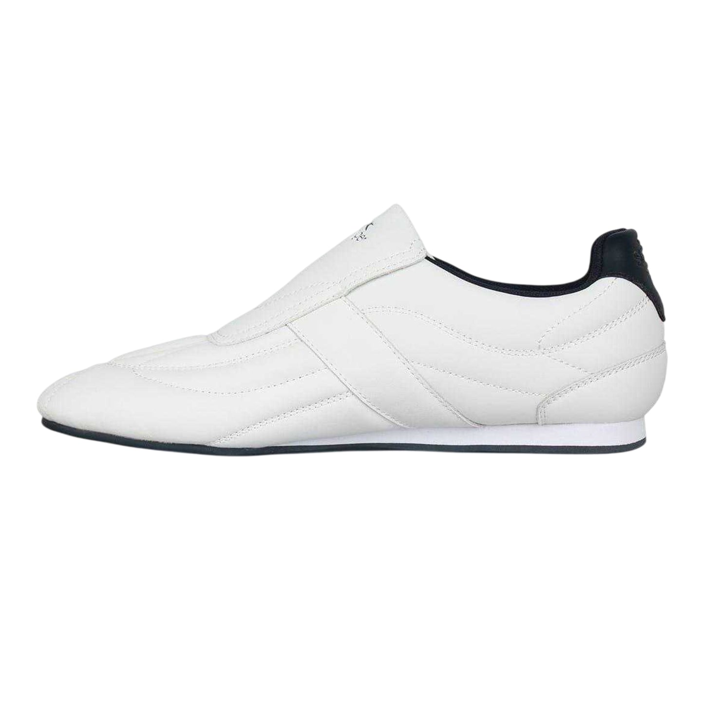 White-Navy - Side - Slazenger Mens Warrior Leather Slip-on Trainers