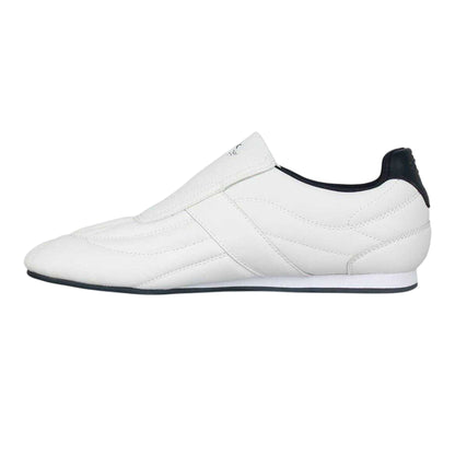 White-Navy - Side - Slazenger Mens Warrior Leather Slip-on Trainers