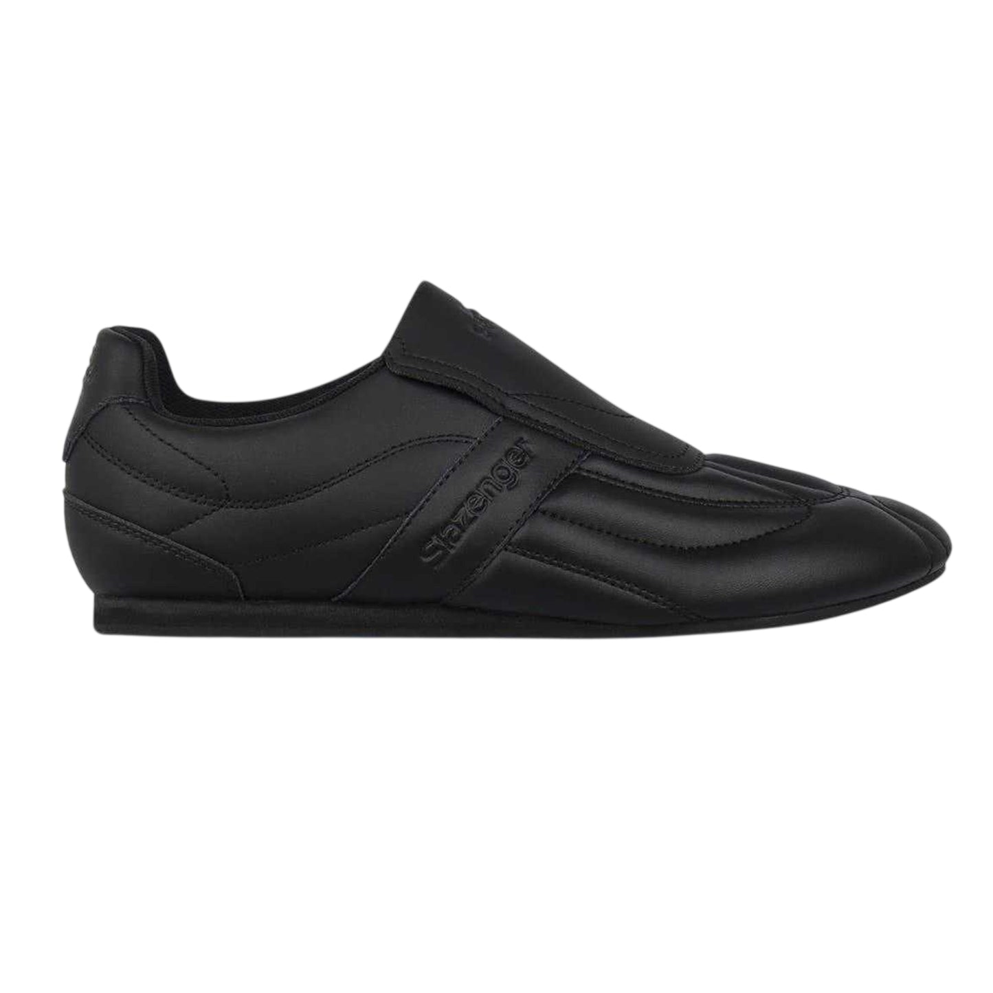 Black-Charcoal - Front - Slazenger Mens Warrior Leather Slip-on Trainers