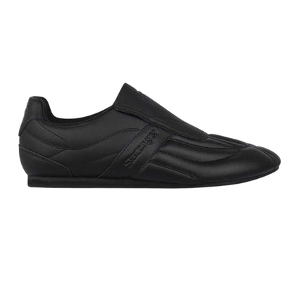 Black-Charcoal - Front - Slazenger Mens Warrior Leather Slip-on Trainers
