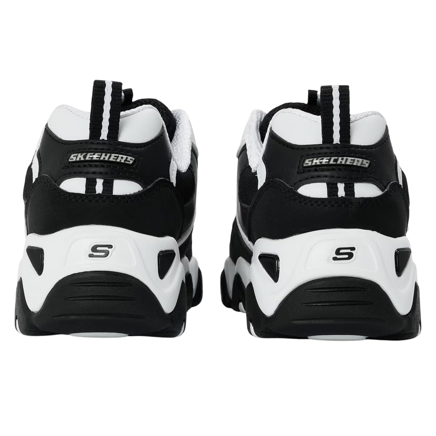 White-Black - Back - Skechers Childrens-Kids D Lites2 Logo Chunky Flat Trainers