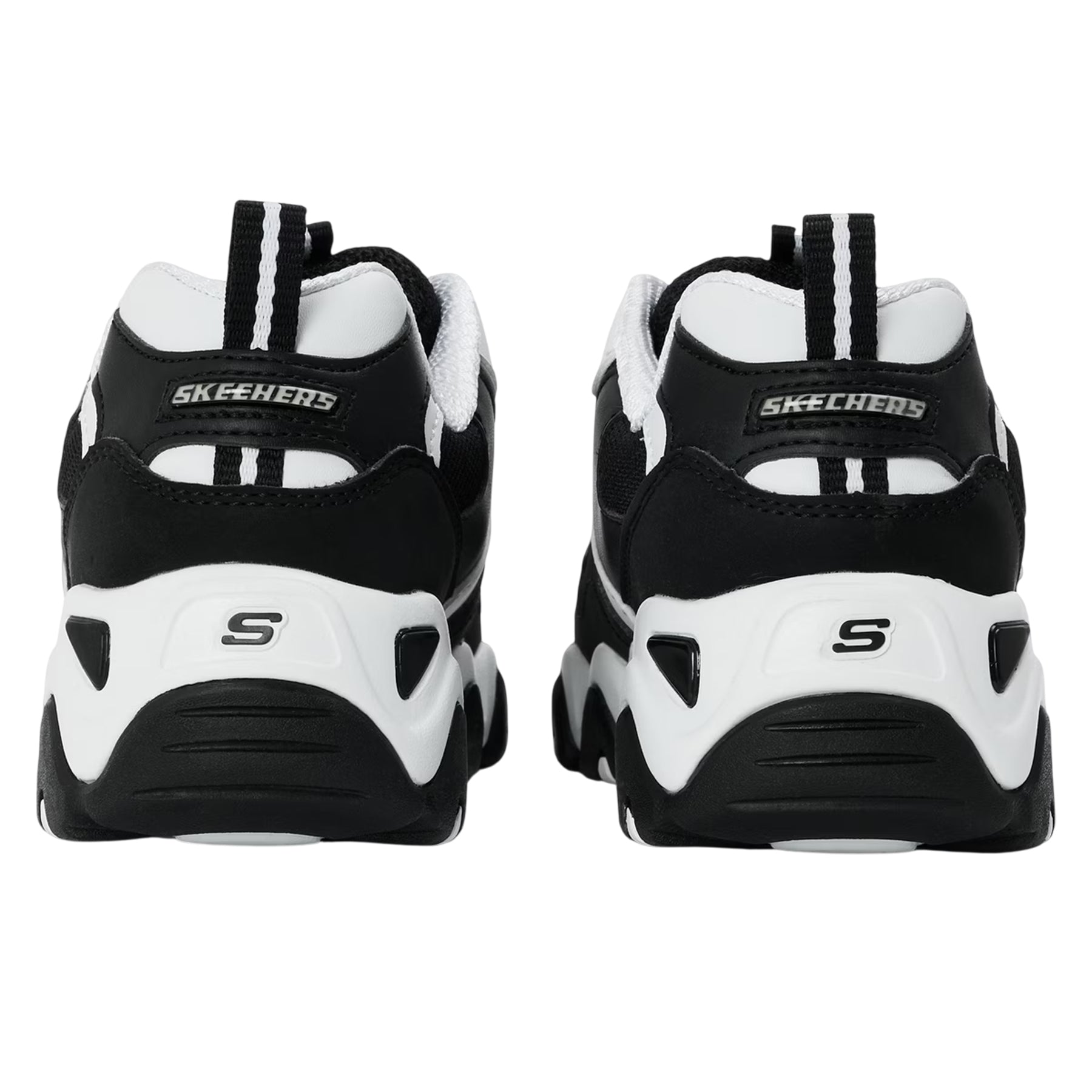 White-Black - Back - Skechers Childrens-Kids D Lites2 Logo Chunky Flat Trainers