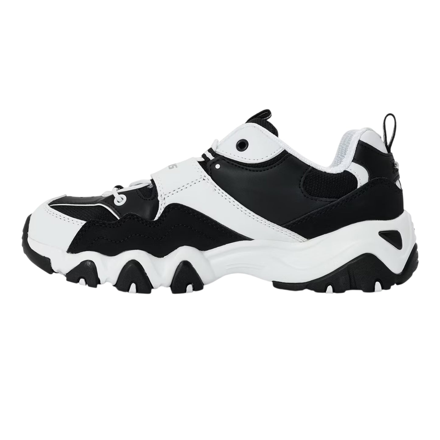 White-Black - Side - Skechers Childrens-Kids D Lites2 Logo Chunky Flat Trainers