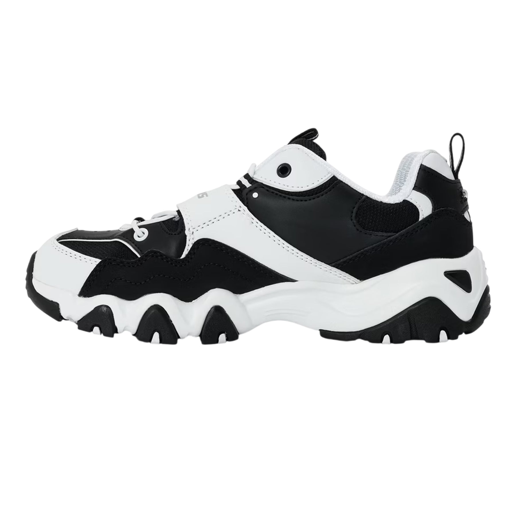 White-Black - Side - Skechers Childrens-Kids D Lites2 Logo Chunky Flat Trainers