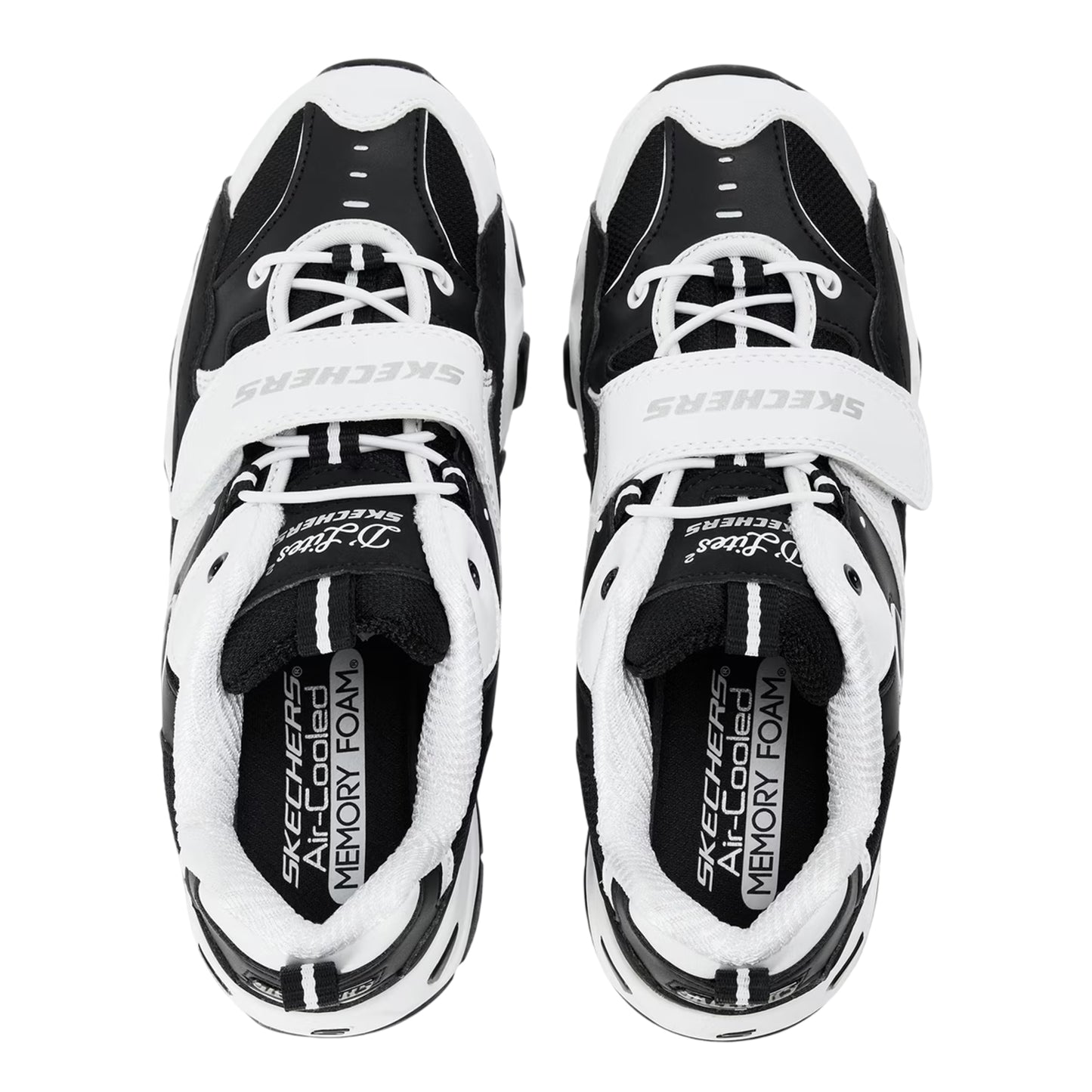 White-Black - Lifestyle - Skechers Childrens-Kids D Lites2 Logo Chunky Flat Trainers