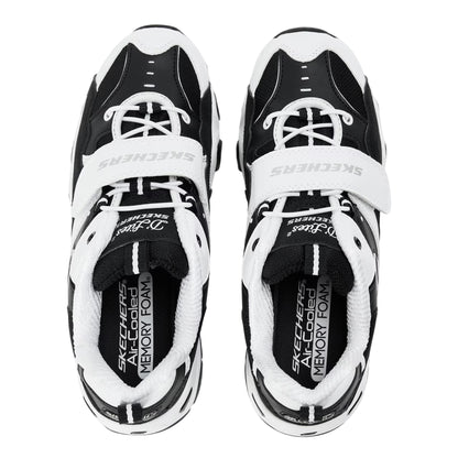 White-Black - Lifestyle - Skechers Childrens-Kids D Lites2 Logo Chunky Flat Trainers