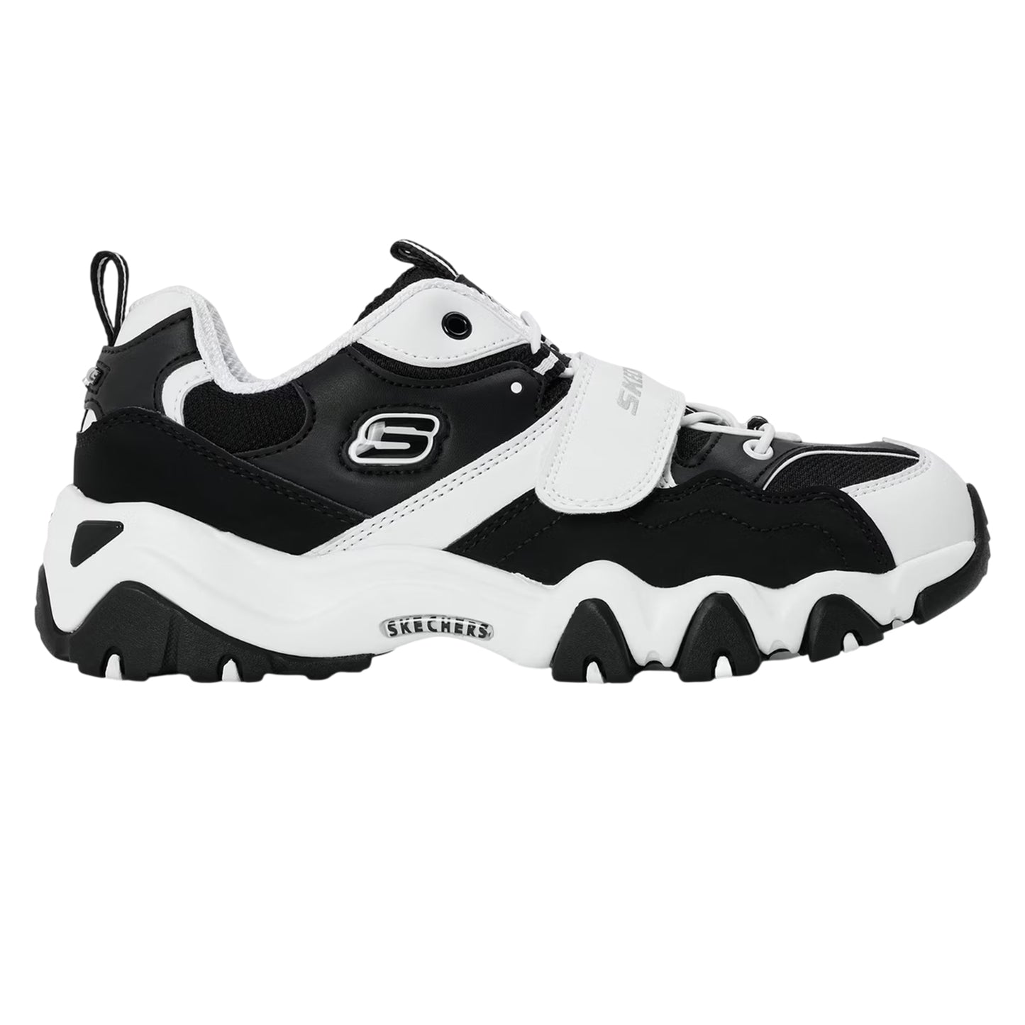 White-Black - Front - Skechers Childrens-Kids D Lites2 Logo Chunky Flat Trainers