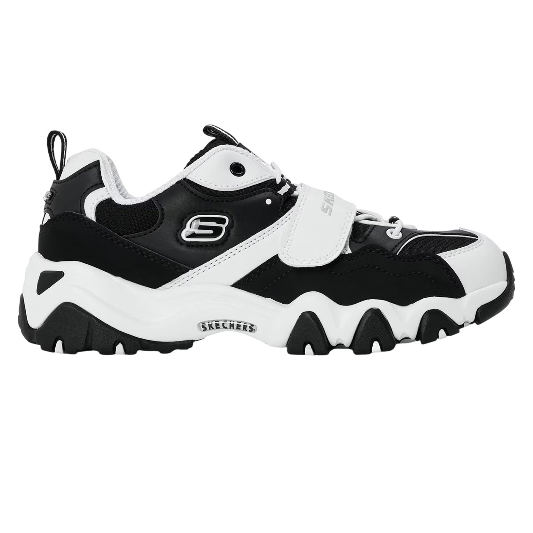 White-Black - Front - Skechers Childrens-Kids D Lites2 Logo Chunky Flat Trainers