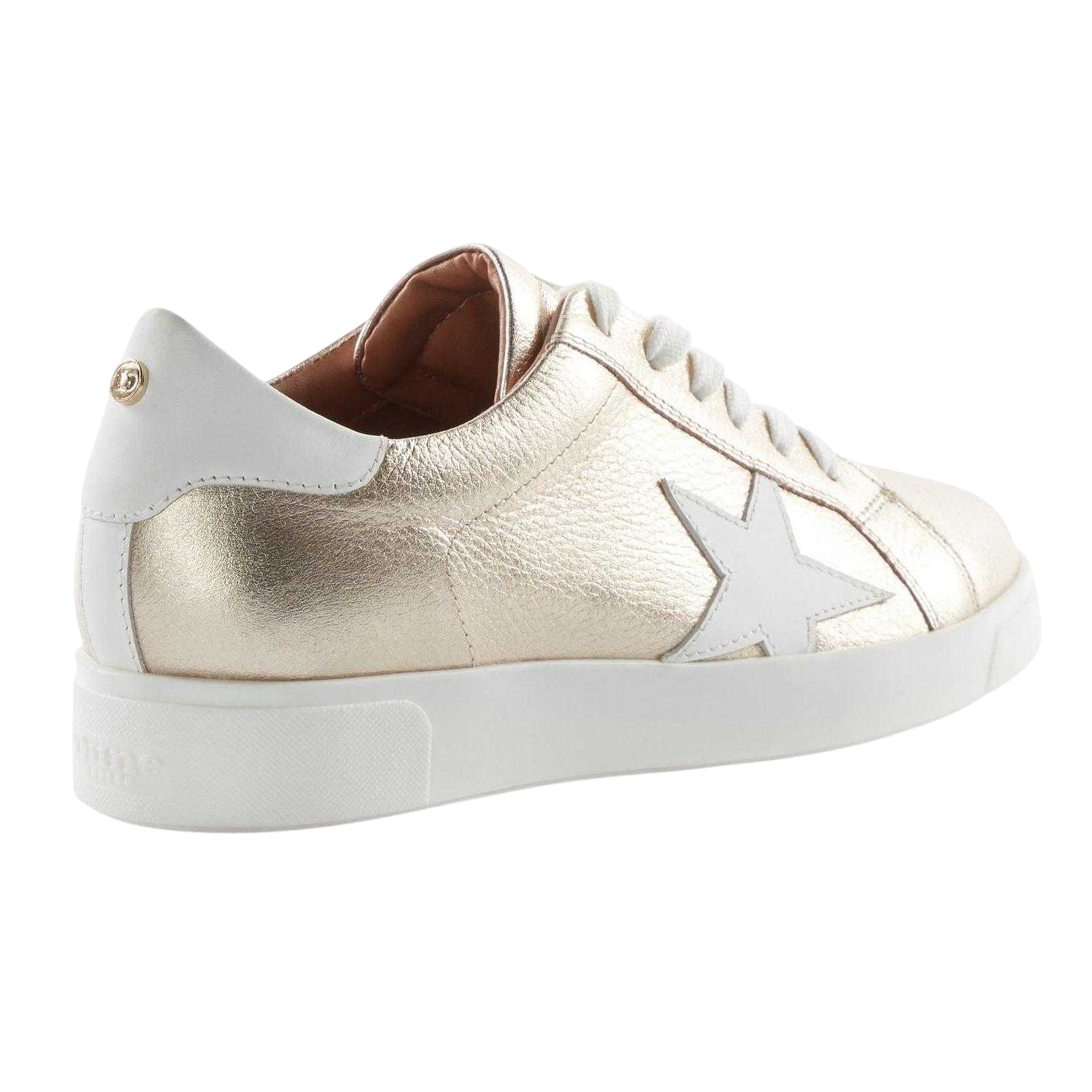 Gold - Back - Dune London Womens-Ladies Edriss Metallic Star Canvas Platform Trainers