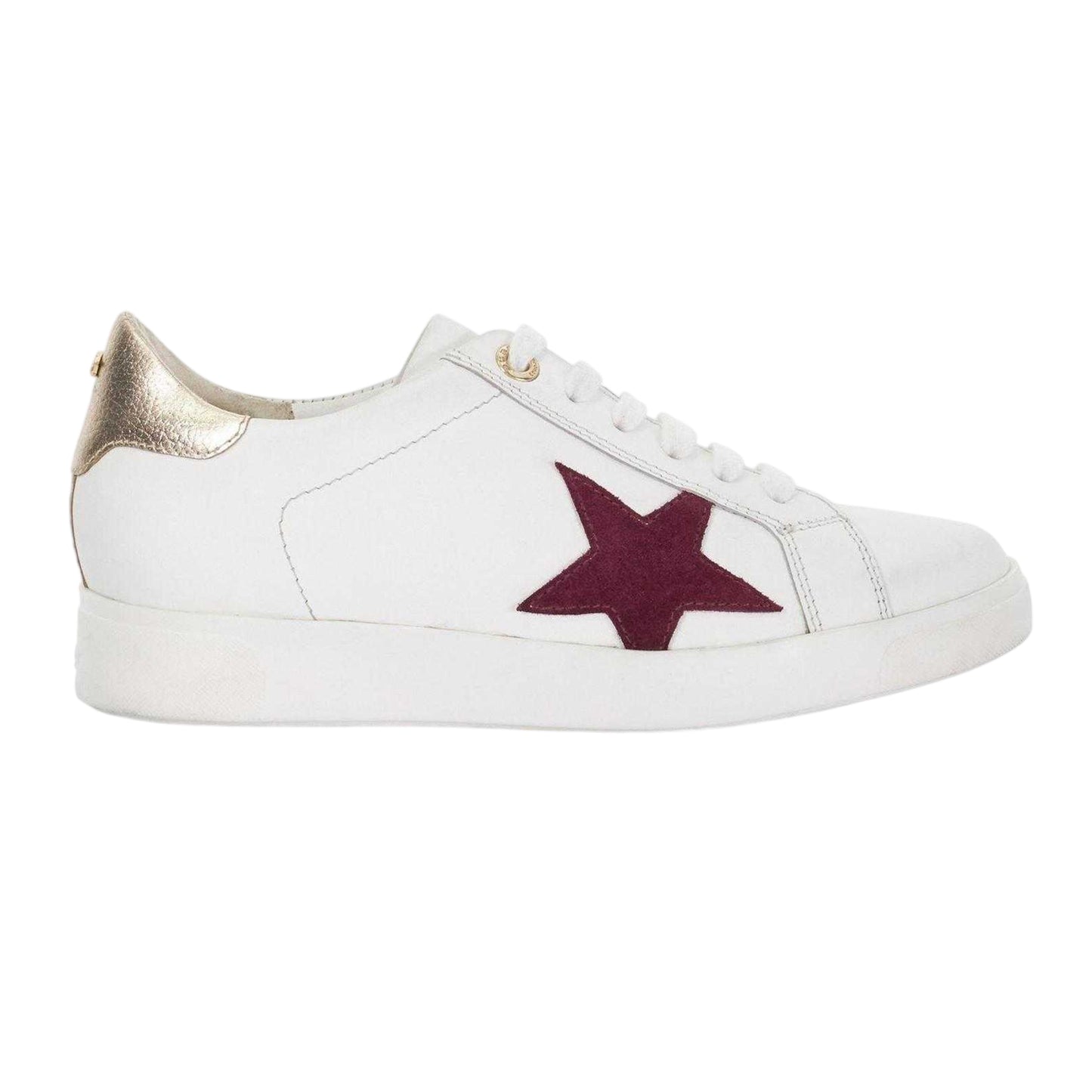 White-Red - Front - Dune London Womens-Ladies Edriss Metallic Star Canvas Platform Trainers