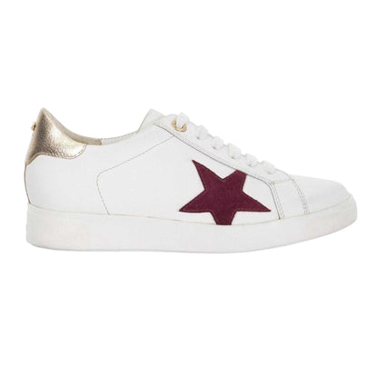 White-Red - Front - Dune London Womens-Ladies Edriss Metallic Star Canvas Platform Trainers