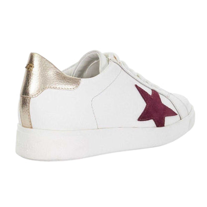 White-Red - Back - Dune London Womens-Ladies Edriss Metallic Star Canvas Platform Trainers