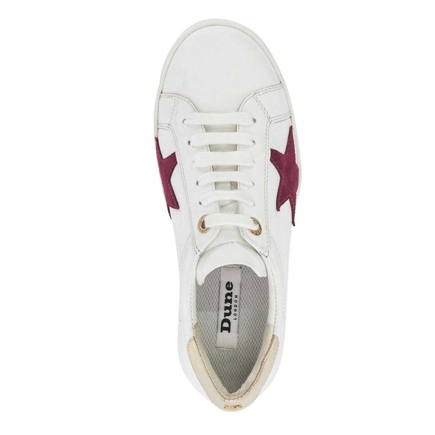 White-Red - Lifestyle - Dune London Womens-Ladies Edriss Metallic Star Canvas Platform Trainers