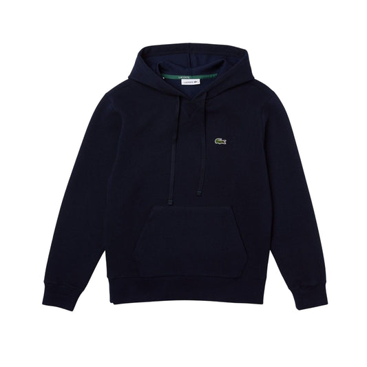 Navy - Front - Lacoste Womens-Ladies Cotton Blend Loose Hoodie