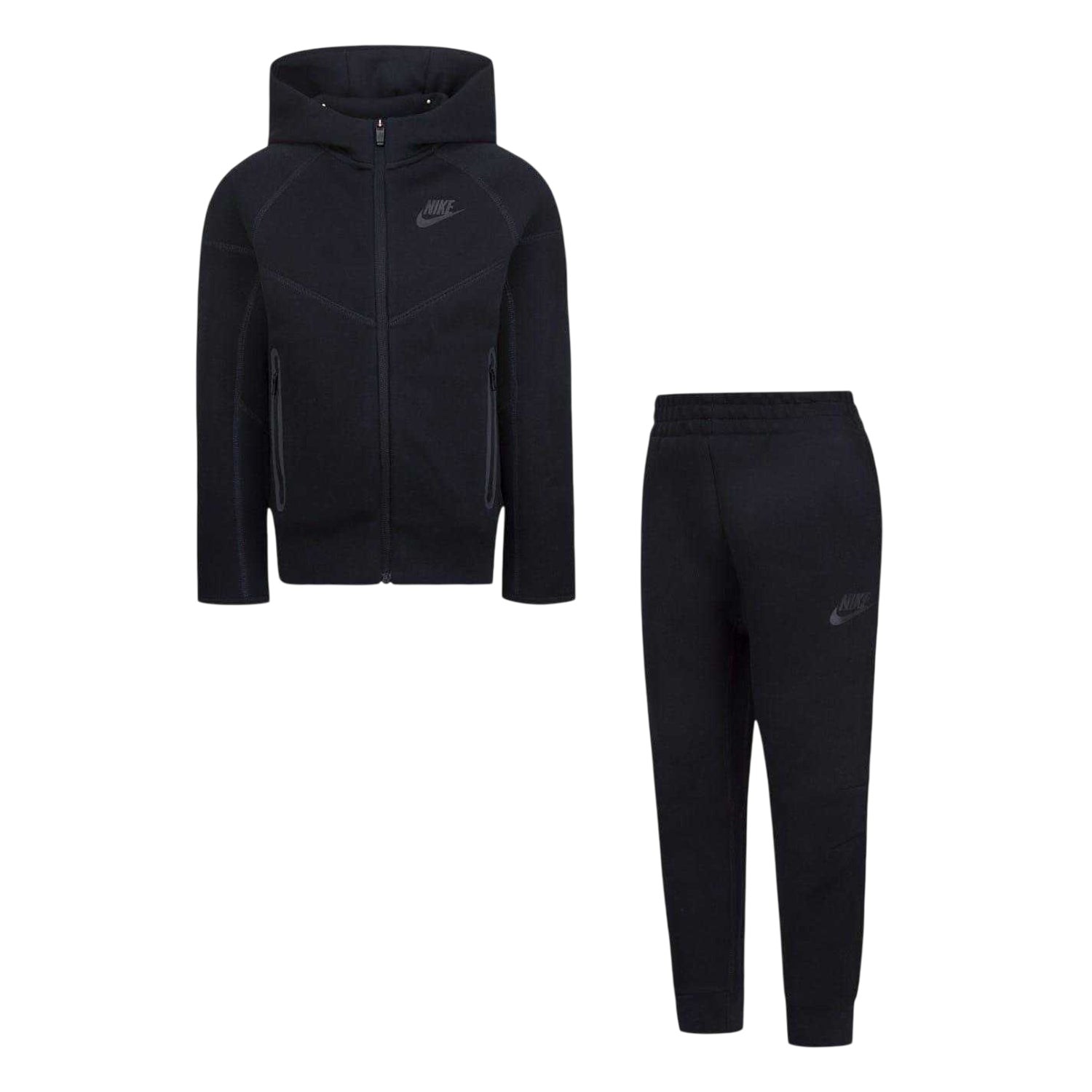 Black - Front - Nike Childrens-Kids Tech Fleece Tracksuit