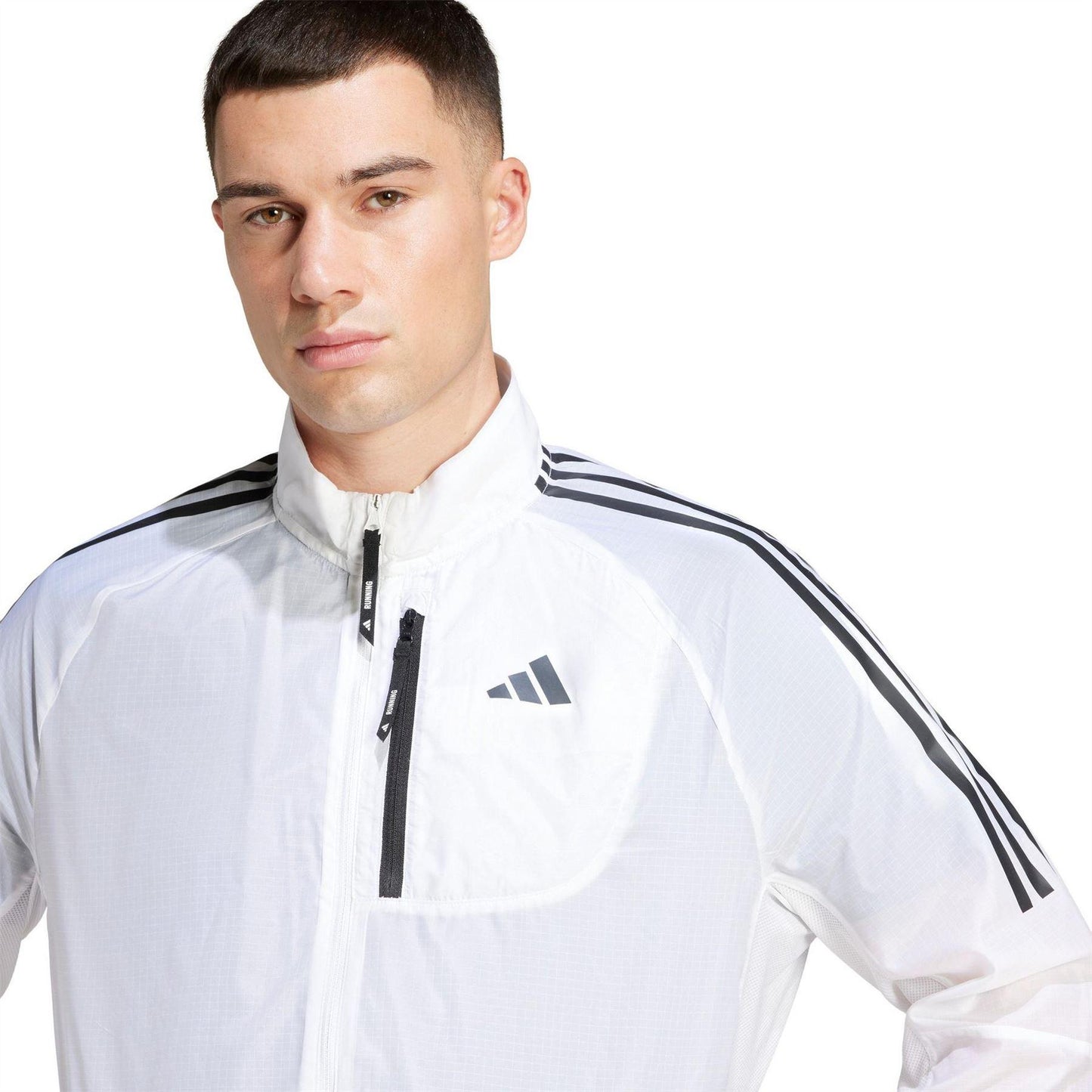 White - Side - Adidas Mens Performance Running Jacket