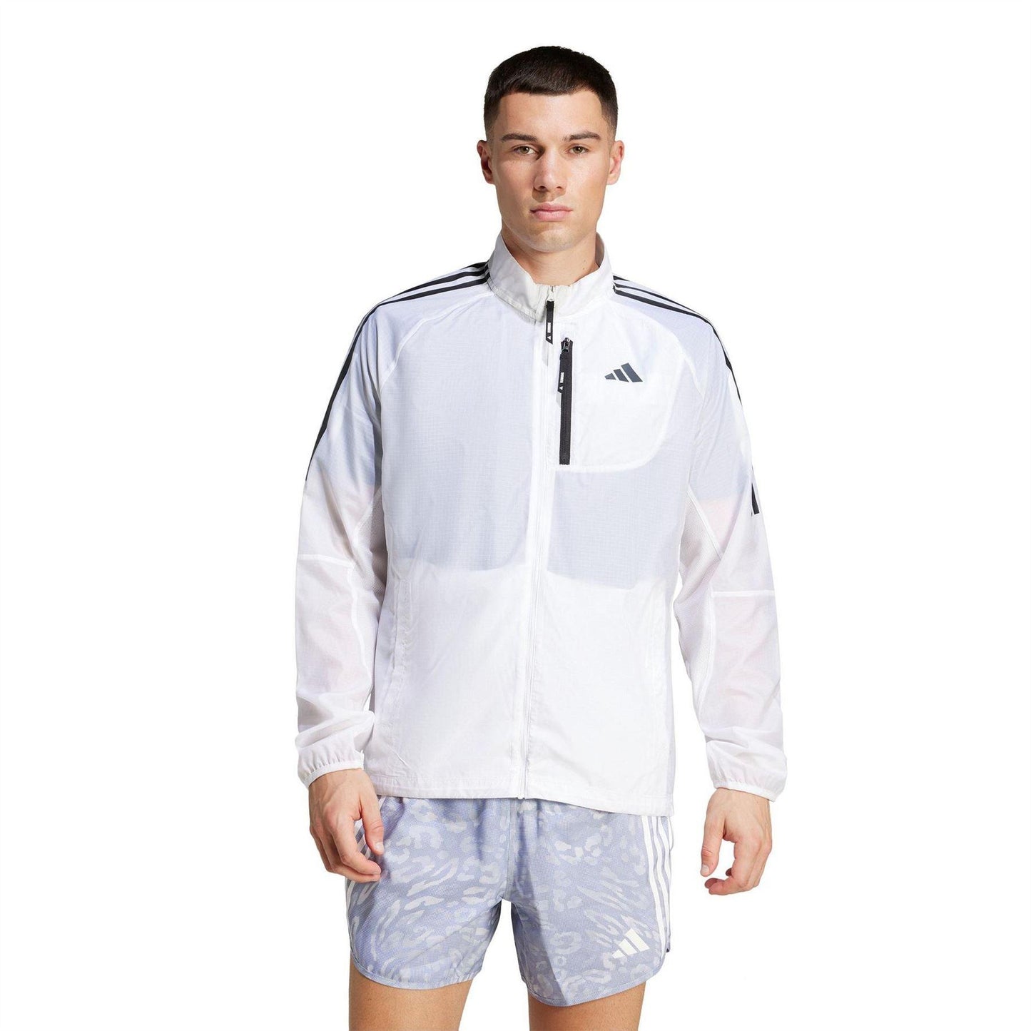 White - Pack Shot - Adidas Mens Performance Running Jacket