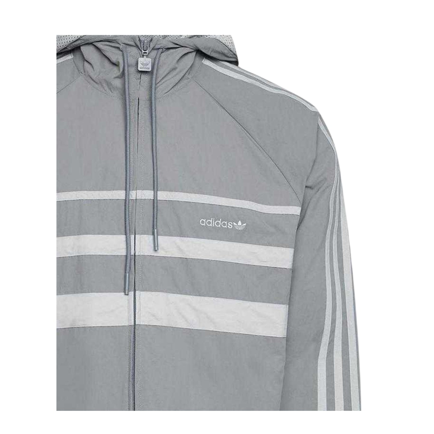 Grey Three - Back - Adidas Mens Originals 3 Stripes Windbreaker