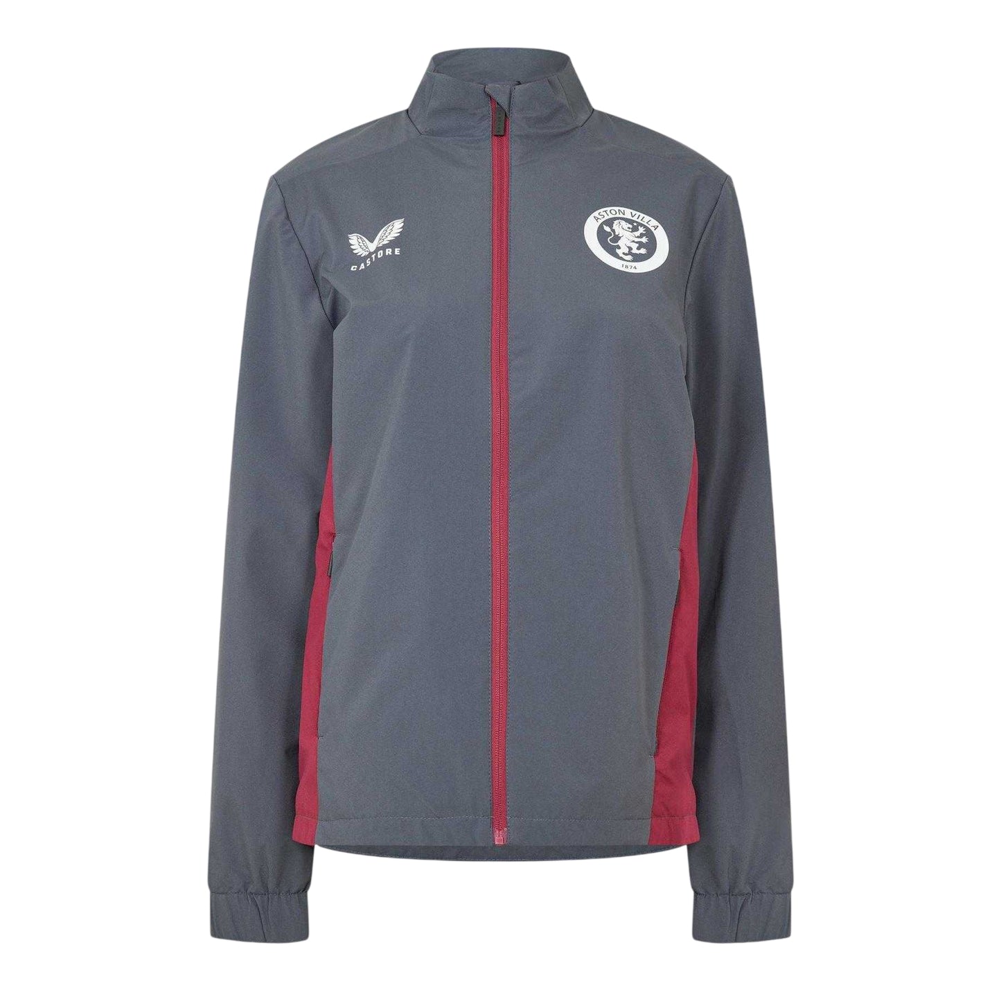 Ebony-Rhodondendron - Front - Castore Womens-Ladies Aston Villa FC Track Jacket