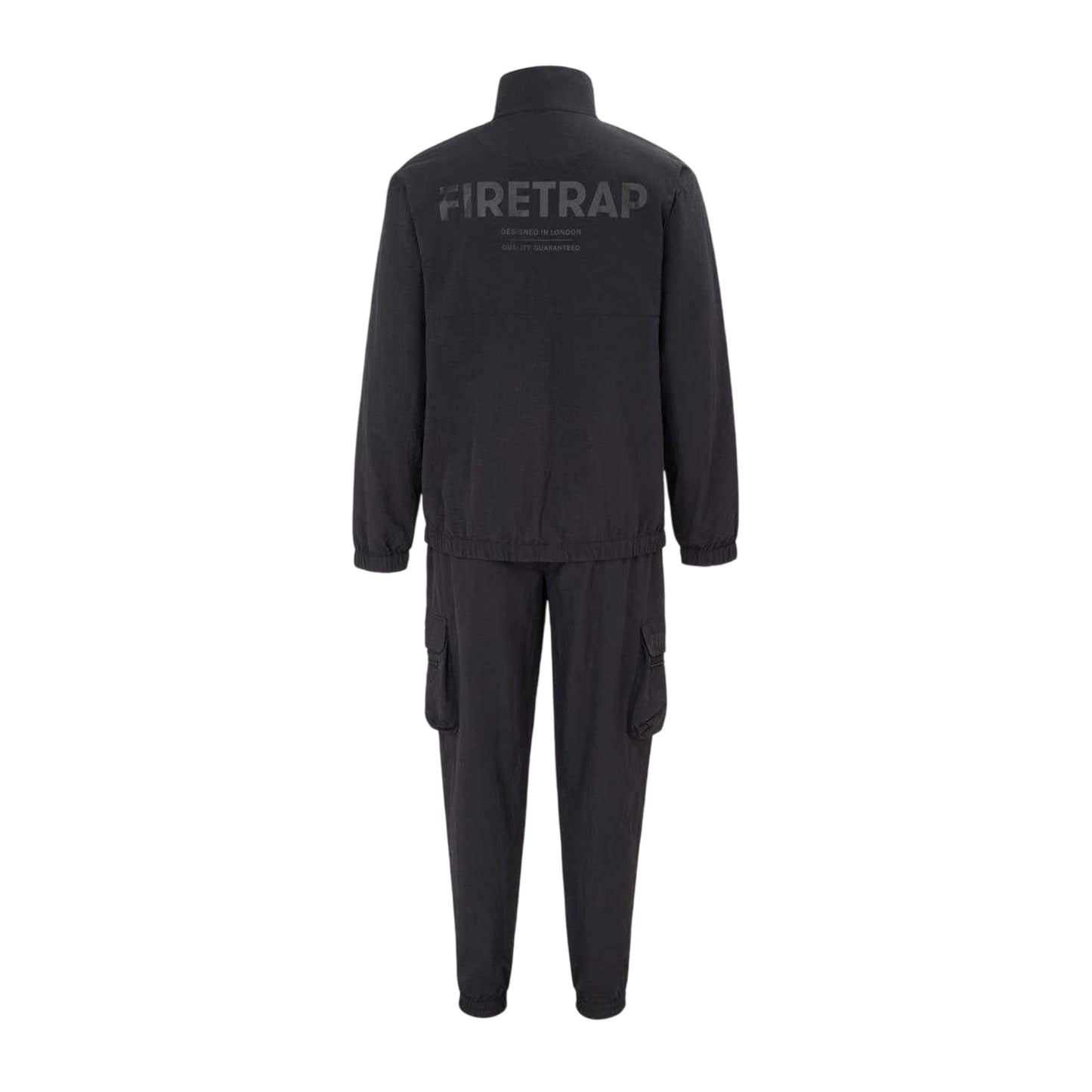 Black - Back - Firetrap Mens Logo Zipped Tracksuit