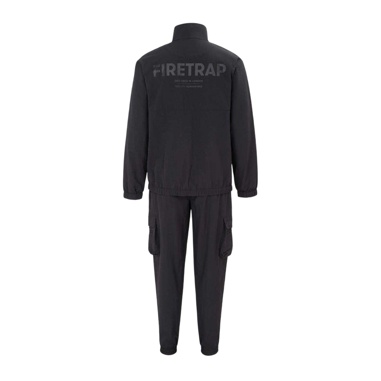 Black - Back - Firetrap Mens Logo Zipped Tracksuit