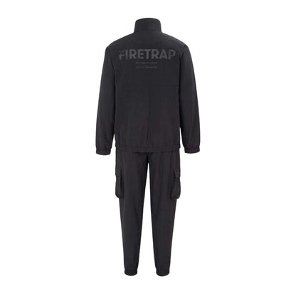 Black - Back - Firetrap Mens Logo Zipped Tracksuit