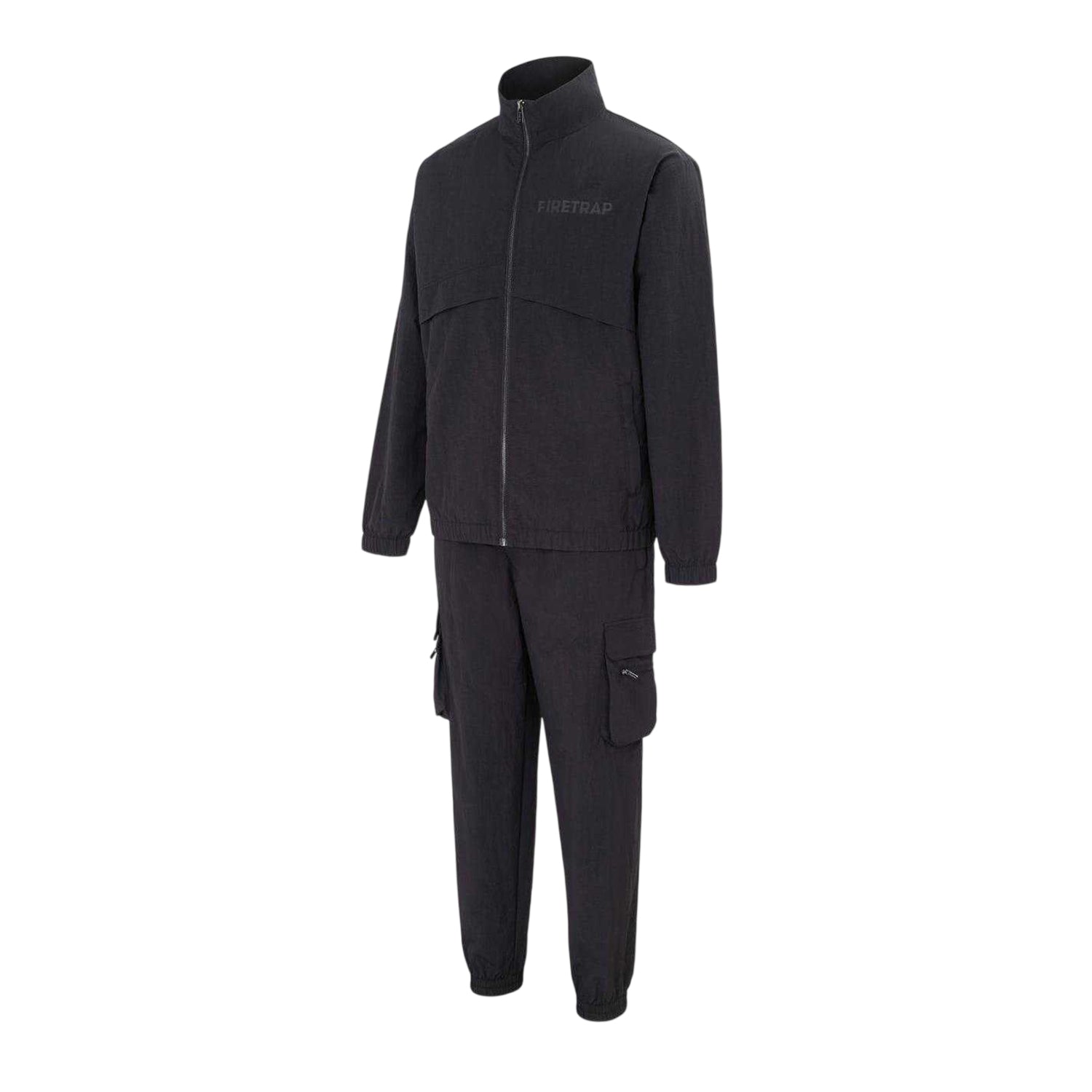 Black - Side - Firetrap Mens Logo Zipped Tracksuit
