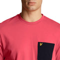 Pink - Side - Lyle & Scott Mens Contrast Pocket T-Shirt
